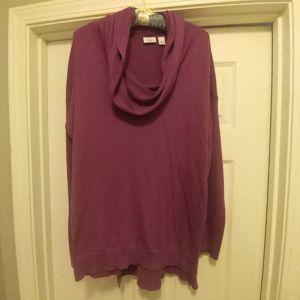 Long sleeve cowl neck plum sweater